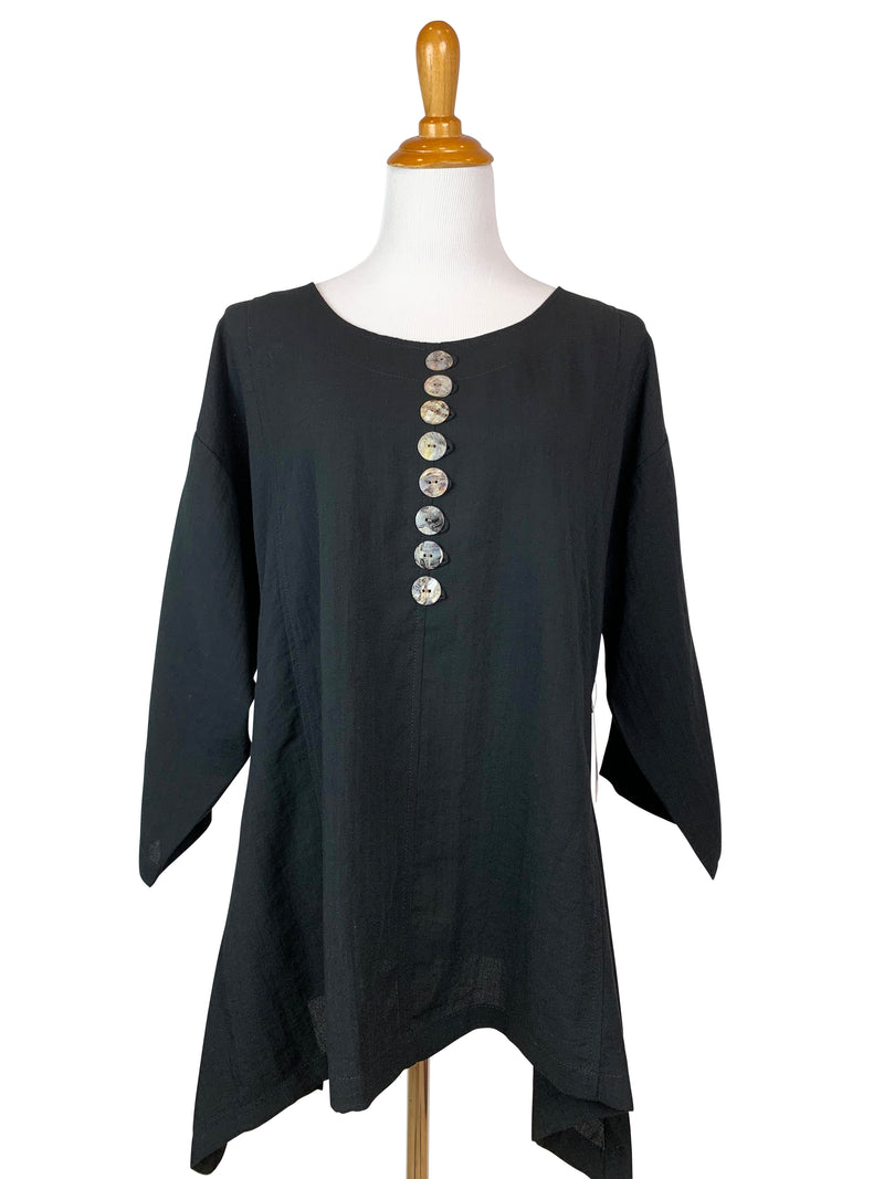 AA89 - Multi Button Linen Tunic