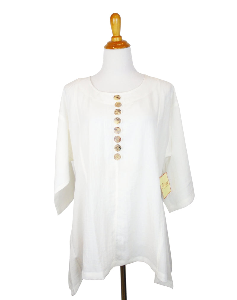 AA89 - Multi Button Linen Tunic