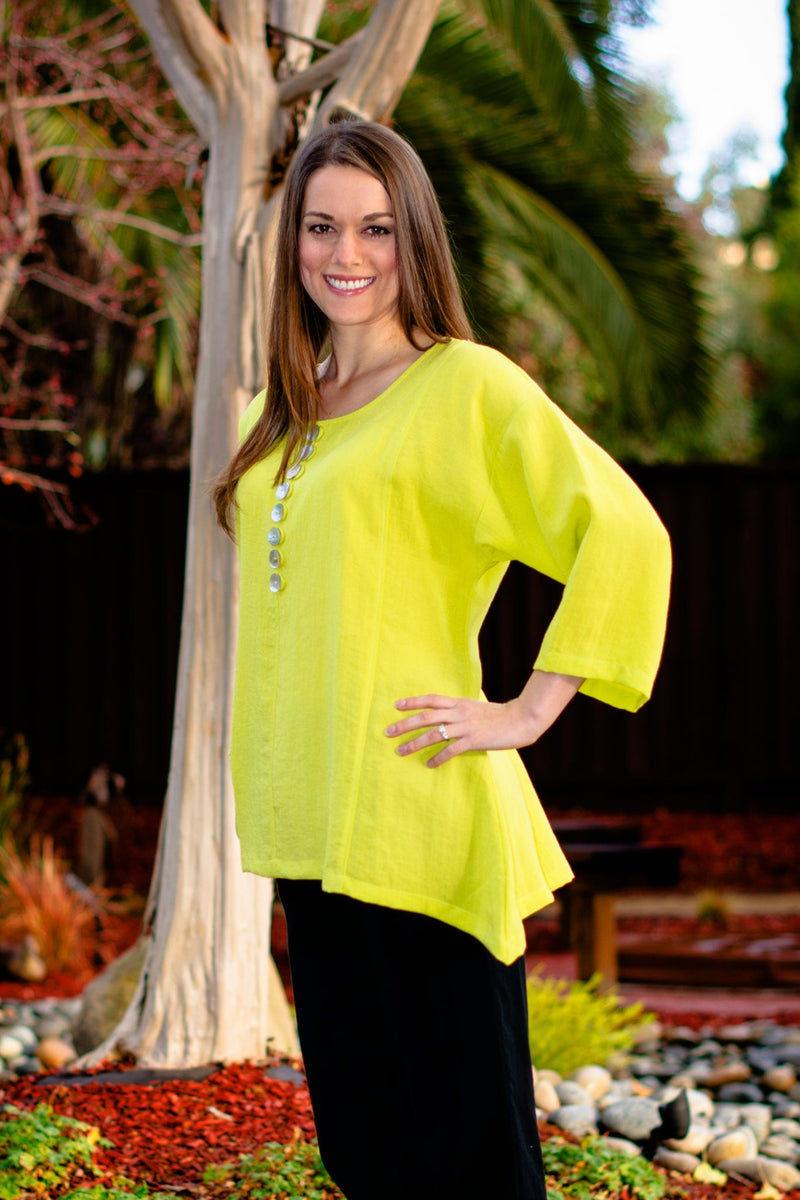 AA89 - Multi Button Linen Tunic