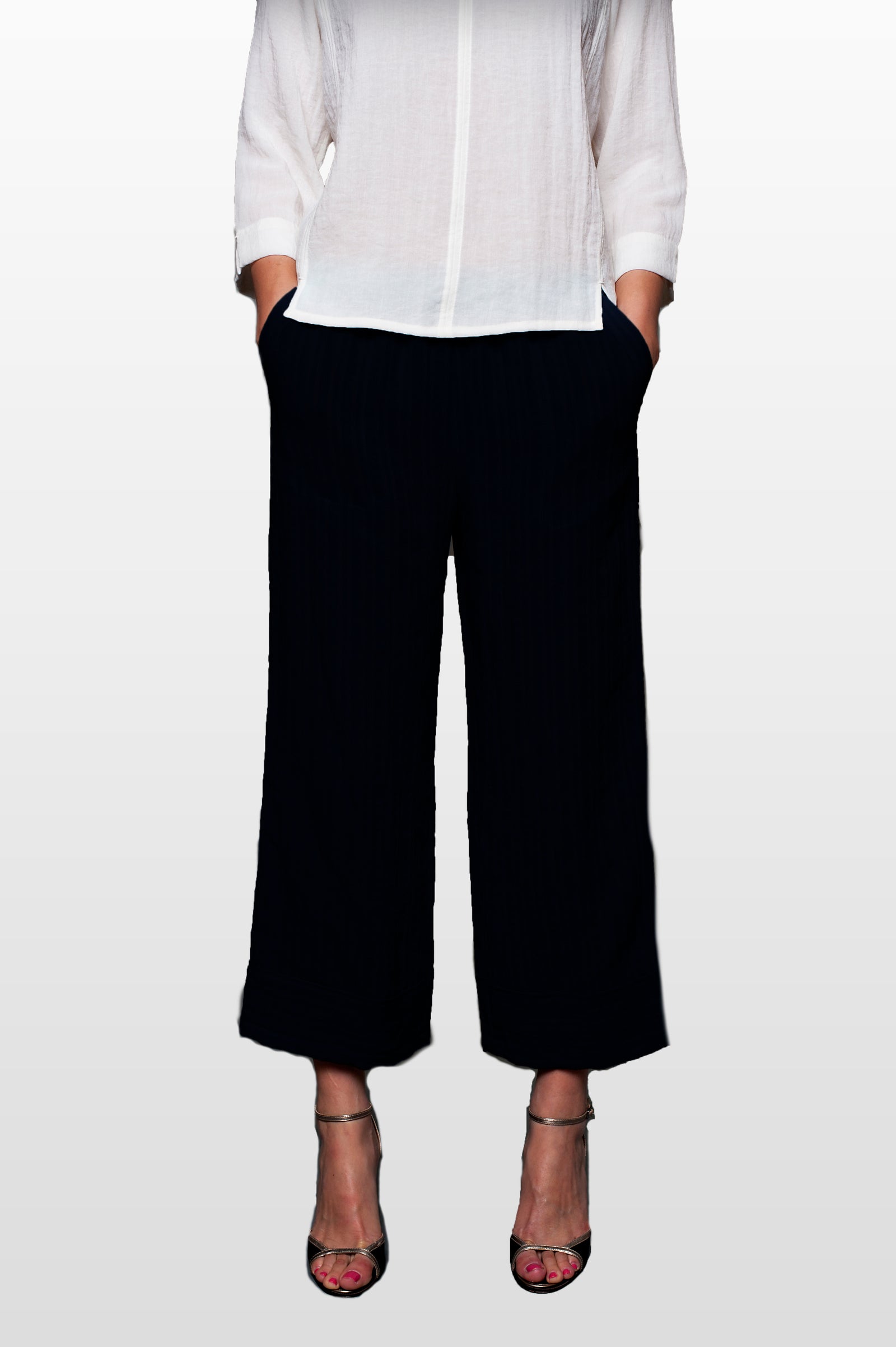 AAPT04 - Crop Linen Pants 2 Pockets w/ Bands – Fridaze - Linen