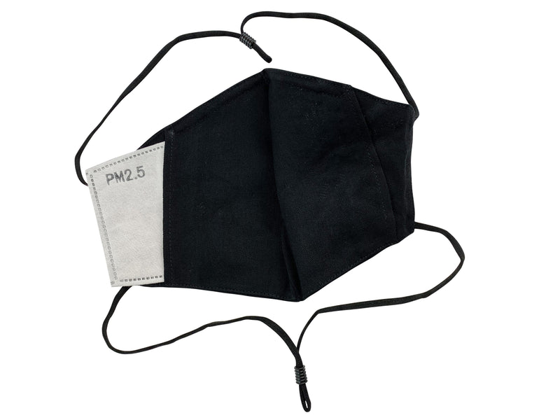 Adults - Fridaze 100% Linen All Day Work Masks incl. one PM 2.5 Filter - Black