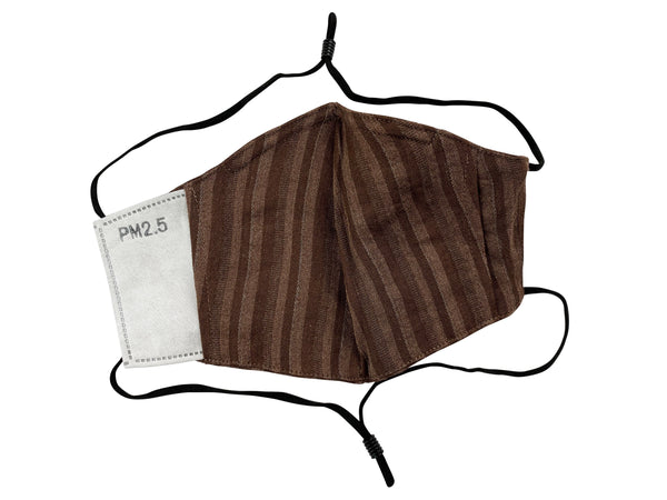 Adults - Fridaze 100% Linen All Day Work Masks incl. one PM 2.5 Filter - Chocolate Stripes