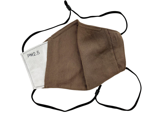 Adults - Fridaze 100% Linen All Day Work Masks incl. one PM 2.5 Filter - Milk Chocolate