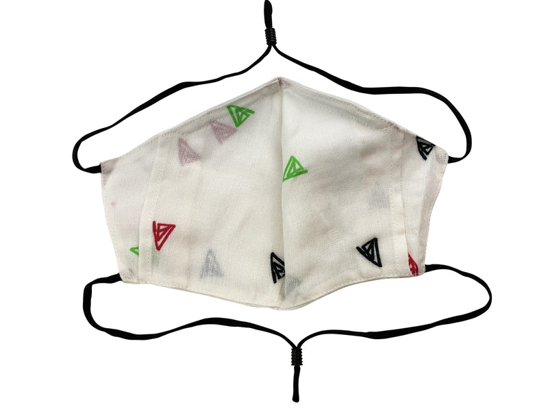 Adults - Fridaze 100% Linen All Day Work Masks incl. one PM 2.5 Filter - Multi Color Triangles
