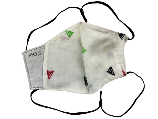 Adults - Fridaze 100% Linen All Day Work Masks incl. one PM 2.5 Filter - Multi Color Triangles