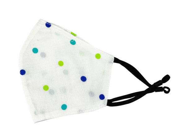 Adults - Fridaze 100% Linen Face Mask incl. one PM 2.5 Filter - Blu/Grn Dots