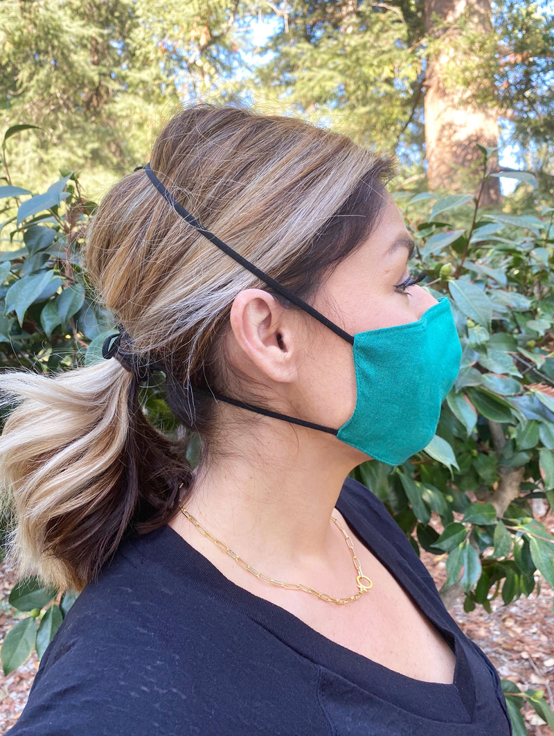 Adults - Fridaze 100% Linen All Day Work Masks incl. one PM 2.5 Filter - Evergreen