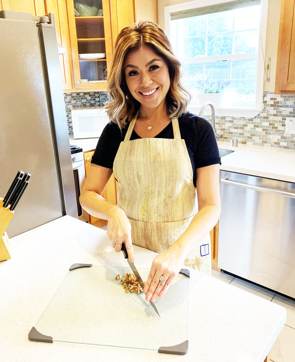 Premium 100% Wrinkle Resistant Linen Aprons from Fridaze - Gold Watercolor Stripes
