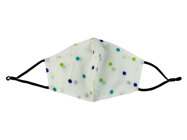 Children - Fridaze 100% Linen Face Mask incl. one PM 2.5 Filter - Blu/Grn Dots