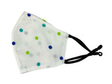 Children - Fridaze 100% Linen Face Mask incl. one PM 2.5 Filter - Blu/Grn Dots
