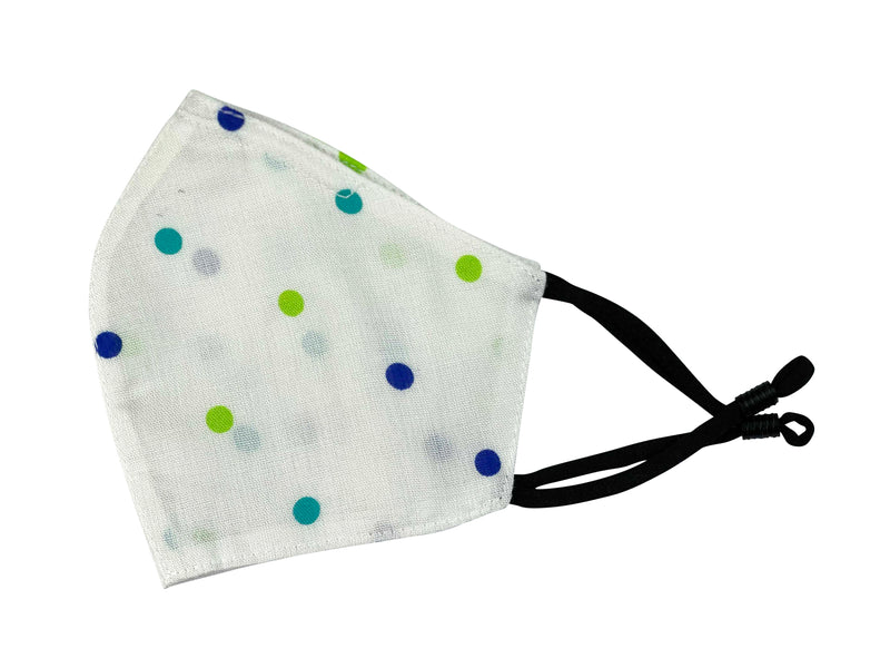 Children - Fridaze 100% Linen Face Mask incl. one PM 2.5 Filter - Blu/Grn Dots