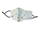 Children - Fridaze 100% Linen Face Mask incl. one PM 2.5 Filter - Blu/Grn Dots