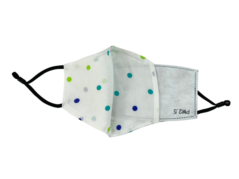 Children - Fridaze 100% Linen Face Mask incl. one PM 2.5 Filter - Blu/Grn Dots