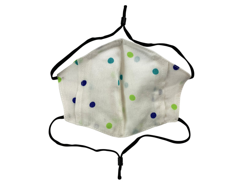 Children - Fridaze 100% Linen All Day School Masks incl. one PM 2.5 Filter - Blue Green Dots