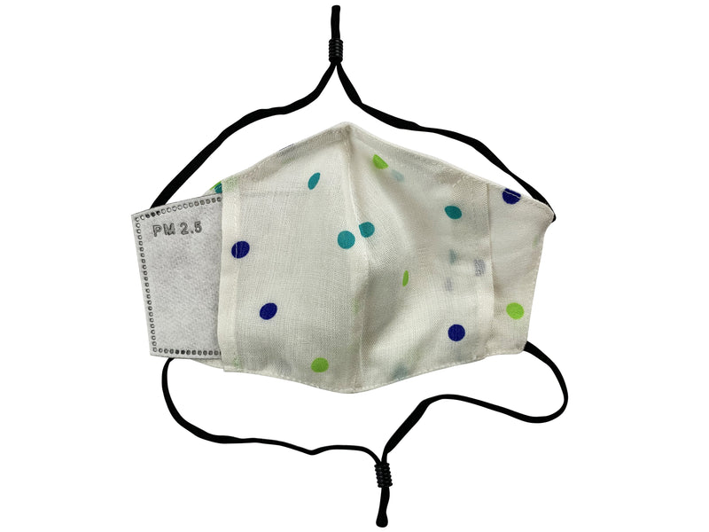 Children - Fridaze 100% Linen All Day School Masks incl. one PM 2.5 Filter - Blue Green Dots