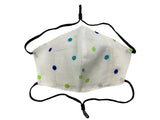 Children - Fridaze 100% Linen All Day School Masks incl. one PM 2.5 Filter - Blue Green Dots