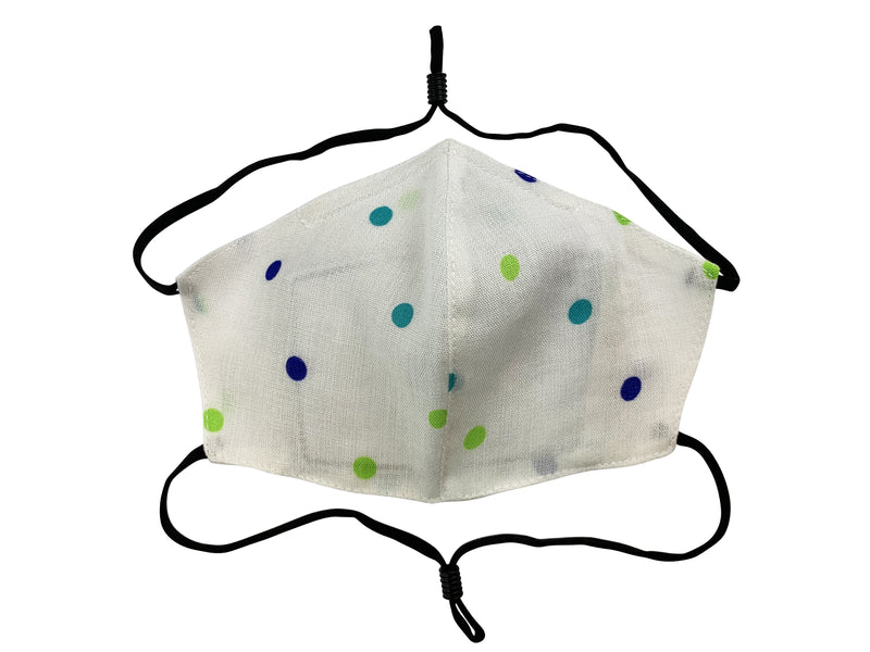 Children - Fridaze 100% Linen All Day School Masks incl. one PM 2.5 Filter - Blue Green Dots
