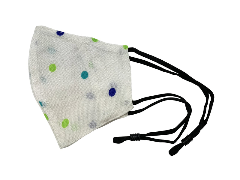 Children - Fridaze 100% Linen All Day School Masks incl. one PM 2.5 Filter - Blue Green Dots