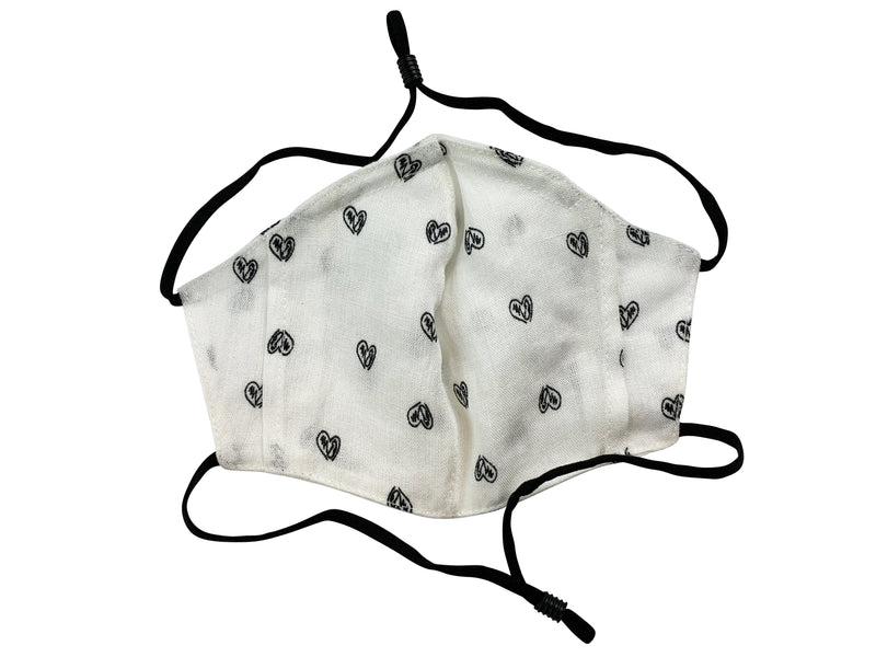 Children - Fridaze 100% Linen All Day School Masks incl. one PM 2.5 Filter - Hearts
