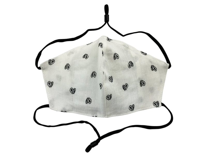 Children - Fridaze 100% Linen All Day School Masks incl. one PM 2.5 Filter - Hearts