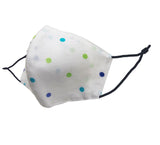 Children - Fridaze 100% Linen Face Mask incl. one PM 2.5 Filter - Blu/Grn Dots