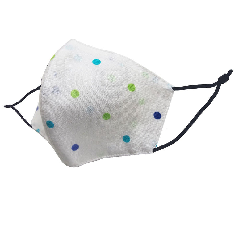 Children - Fridaze 100% Linen Face Mask incl. one PM 2.5 Filter - Blu/Grn Dots