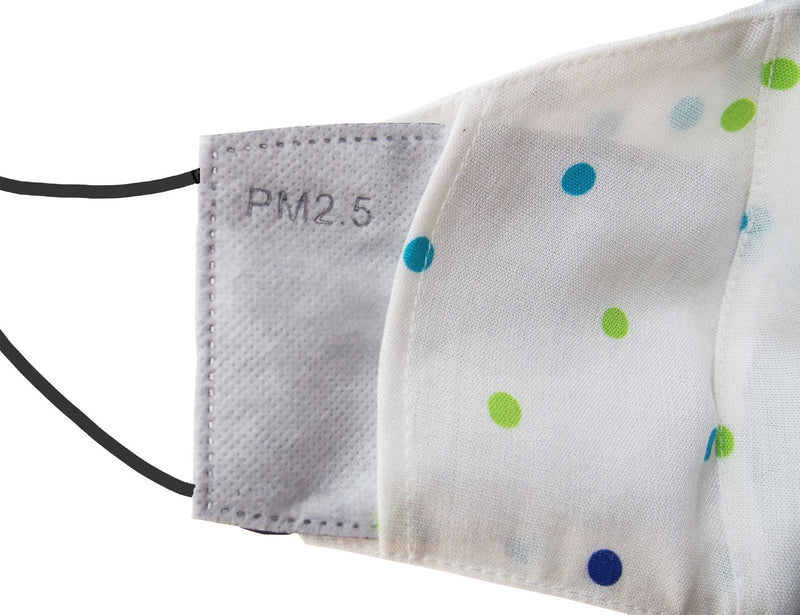 Children - Fridaze 100% Linen Face Mask incl. one PM 2.5 Filter - Blu/Grn Dots