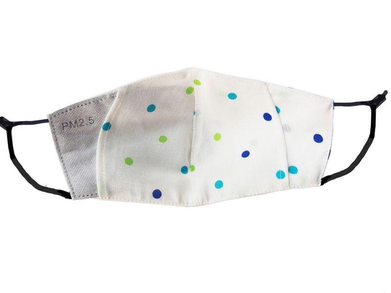 Children - Fridaze 100% Linen Face Mask incl. one PM 2.5 Filter - Blu/Grn Dots