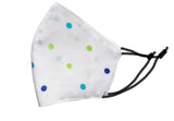 Children - Fridaze 100% Linen Face Mask incl. one PM 2.5 Filter - Blu/Grn Dots