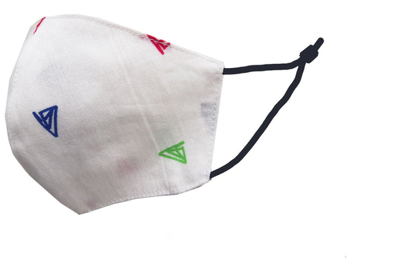Children - Fridaze 100% Linen Face Mask incl. one PM 2.5 Filter - Multi-Color Triangles
