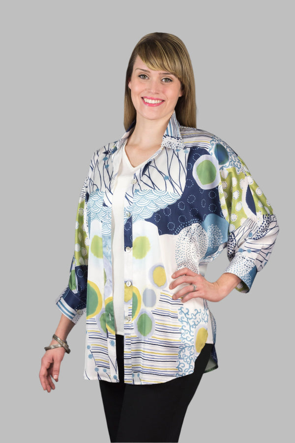 SF160 - Silk By Fridaze - Boyfriend Shirt with Flip Collar