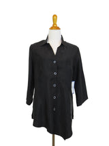 SF21 - Silk by Fridaze - Asymmetrical Silk Top with Flip Down Collar