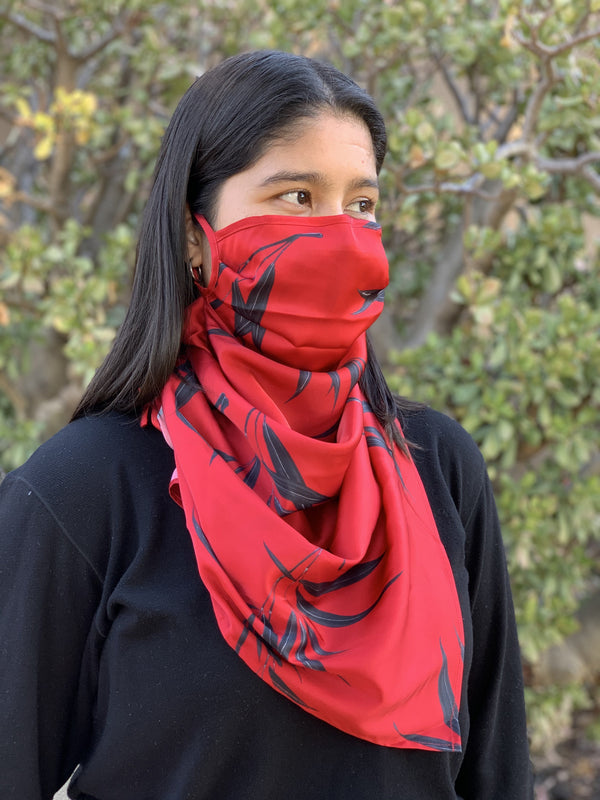 Silks by Fridaze Premium Face Masks Scarf - Red Bamboo
