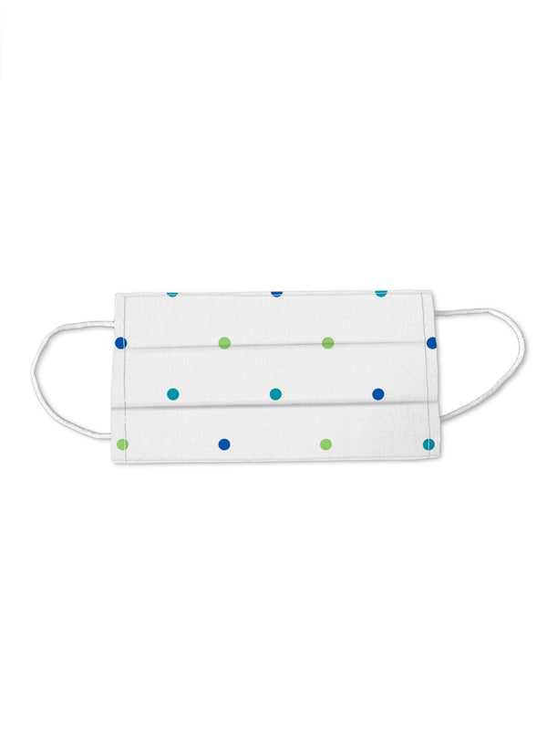 Fridaze 100% Linen Medical Mask Cover - Blu/Grn Dots