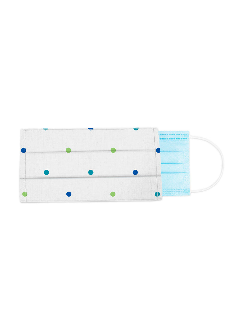 Fridaze 100% Linen Medical Mask Cover - Blu/Grn Dots