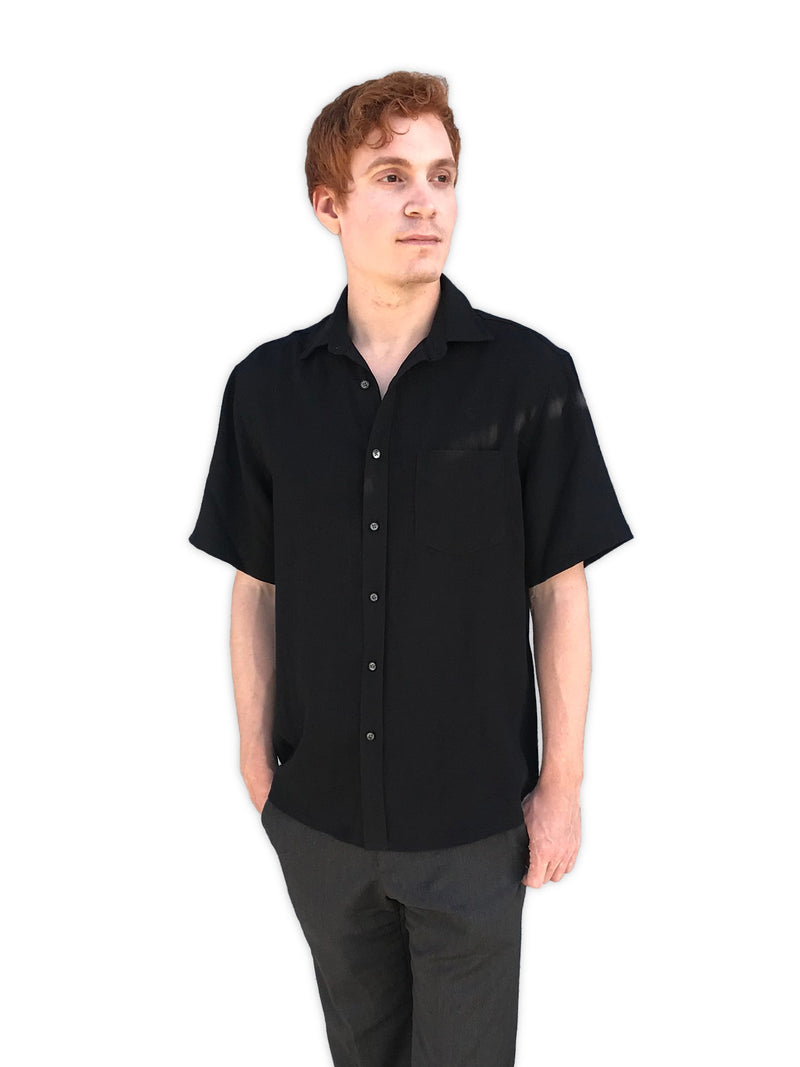 Fridaze Wrinkle-Resistant 100% Linen Mens Shirt, Regular Fit, Short Sleeve - AA9205 Black / Small Fridaze Wrinkle-Resistant 100% Linen Mens Shirt, Regular Fit, Short Sleeve - AA9205 Black / Small