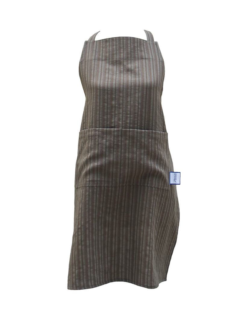 Premium 100% Wrinkle Resistant Linen Aprons from Fridaze - Olive Stripes